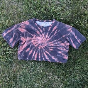 Hollister Co Tie Dye  Edgy Swirl Cropped Short Sleeve Boxy Acid Wash Shirt Top